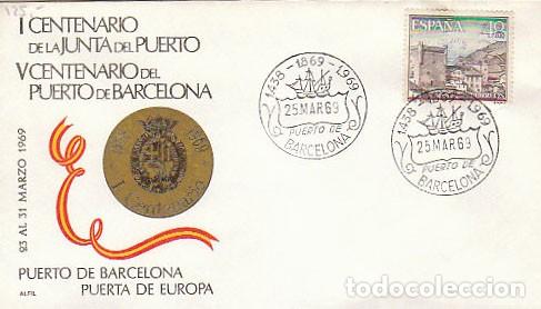 Sellos: A&Ntilde;O 1969, V CENTENARIO DEL PUERTO DE BARCELONA, SOBRE DE ALFIL