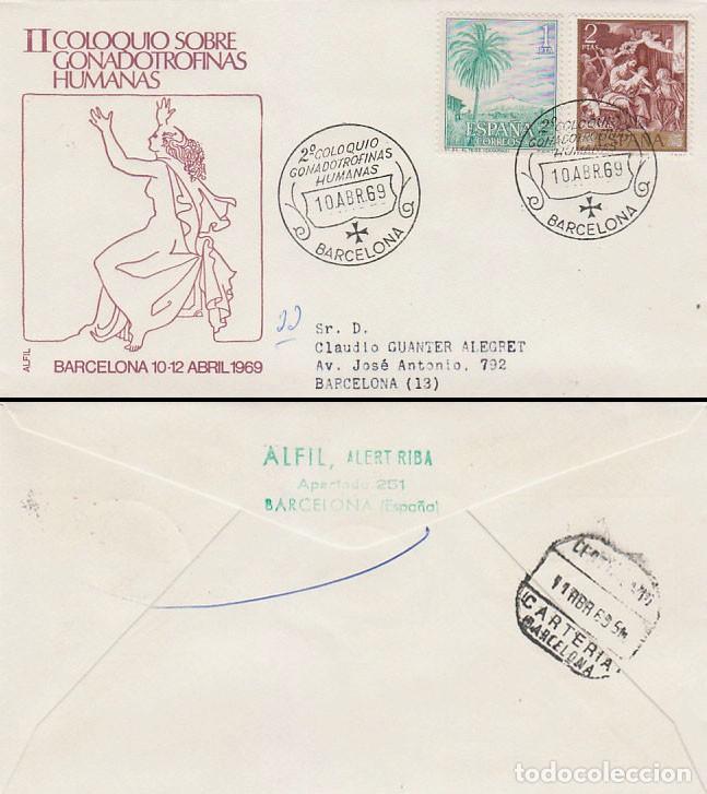 Sellos: A&Ntilde;O 1969, BARCELONA, Gonadotrofinas humanas, en sobre de Alfil circulado