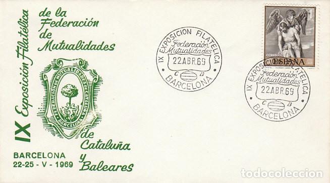 Sellos: A&Ntilde;O 1969, FEDERACION DE MUTUALIDADES DE CATALU&Ntilde;A Y BALEARES, en sobre de Alfil