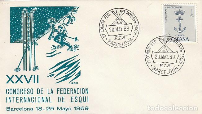 Selos: A&Ntilde;O 1969, ESQUI, CONGRESO DE LA FEDERACION INTERNACIONAL, SOBRE DE ALFIL