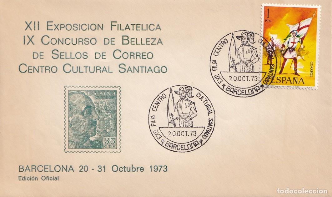 Sellos: 1973 Sobre numerado - XII Exposici&oacute;n filat&eacute;lica IX Concurso belleza sellos Centro Cultural Santiago