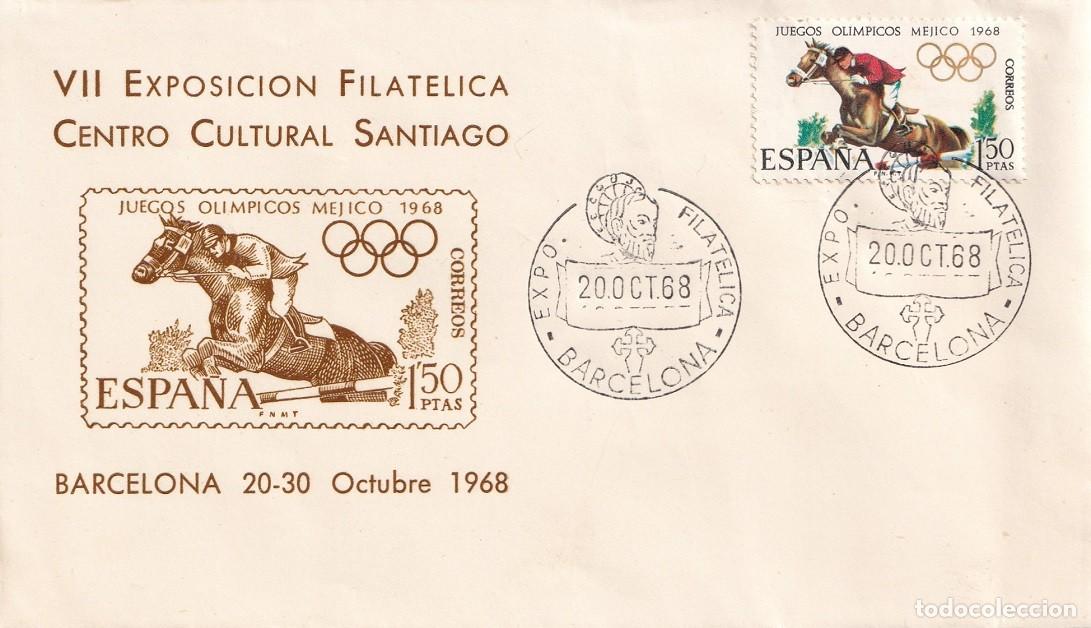 Sellos: 1968 Sobre - VII Exposici&oacute;n filat&eacute;lica - Centro Cultural Santiago - Juegos Ol&iacute;mpicos M&eacute;jico