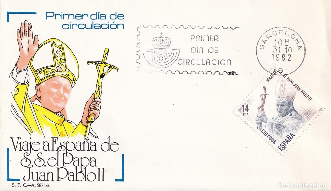 Sellos: SPD Barcelona 1982 - Viaje a Espa&ntilde;a de S. S. el Papa Juan Pablo II - FDC Primer d&iacute;a de circulaci&oacute;n