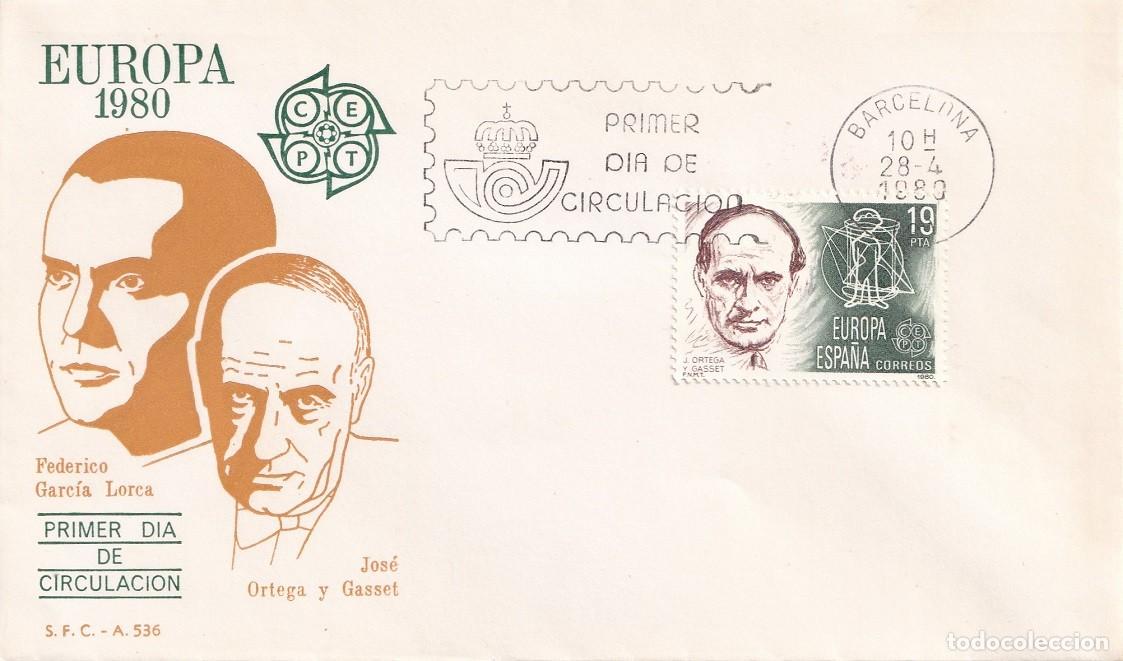 Sellos: SPD Barcelona 1980 - Europa CEPT - Federico Garc&iacute;a Lorca - Jos&eacute; Ortega y Gasset - Primer d&iacute;a