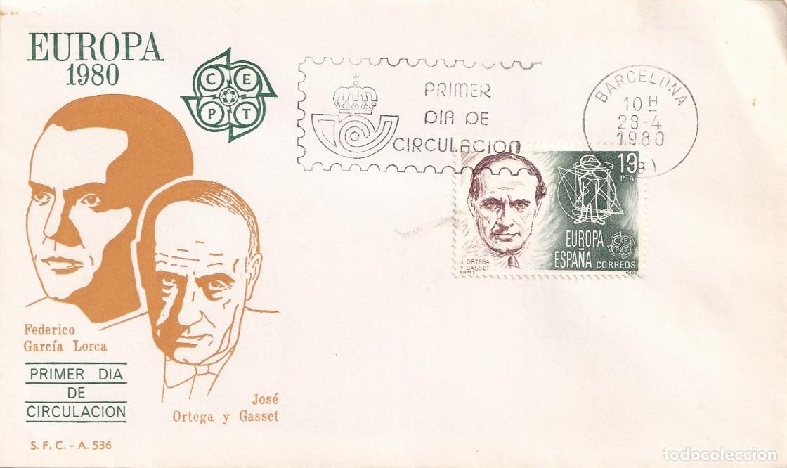 Sellos: SPD Barcelona 1980 - Europa CEPT - Federico Garc&iacute;a Lorca - Jos&eacute; Ortega y Gasset - Primer d&iacute;a