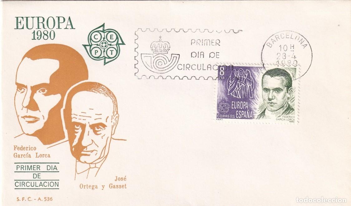 Sellos: SPD Barcelona 1980 - Europa CEPT - Federico Garc&iacute;a Lorca - Jos&eacute; Ortega y Gasset - Primer d&iacute;a