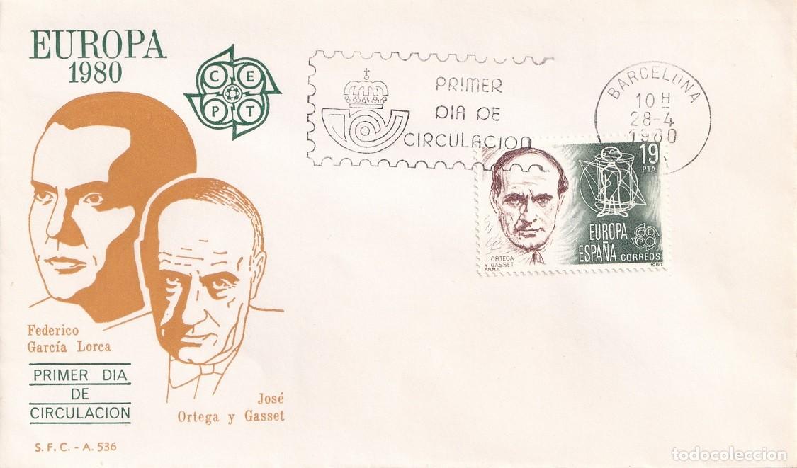 Sellos: SPD Barcelona 1980 - Europa CEPT - Federico Garc&iacute;a Lorca - Jos&eacute; Ortega y Gasset - Primer d&iacute;a