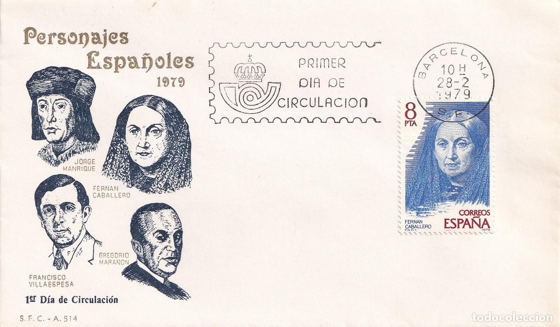 Sellos: SPD Barcelona 1979 - Personajes espa&ntilde;oles - Gregorio Mara&ntilde;&oacute;n - Jorge Manrique - Fern&aacute;n Caballero