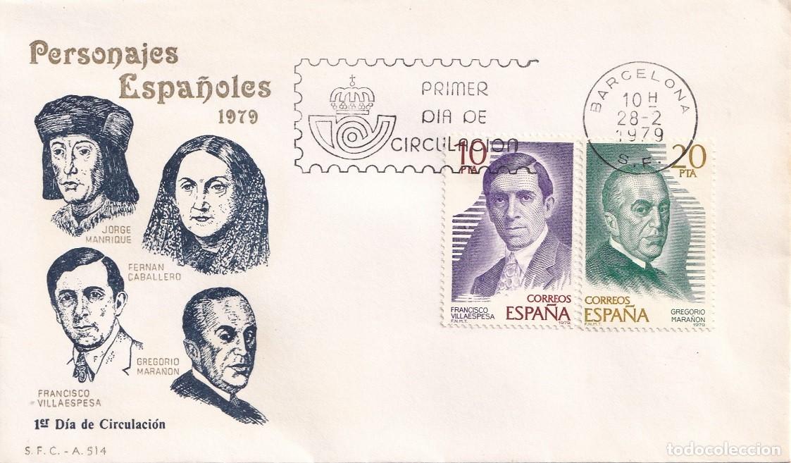 Sellos: SPD Barcelona 1979 - Personajes espa&ntilde;oles - Gregorio Mara&ntilde;&oacute;n - Jorge Manrique - Fern&aacute;n Caballero