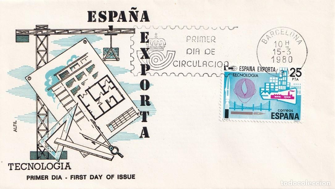 Sellos: SPD Alfil Barcelona 1980 - Espa&ntilde;a exporta - Tecnolog&iacute;a - Primer d&iacute;a de circulaci&oacute;n - FDC
