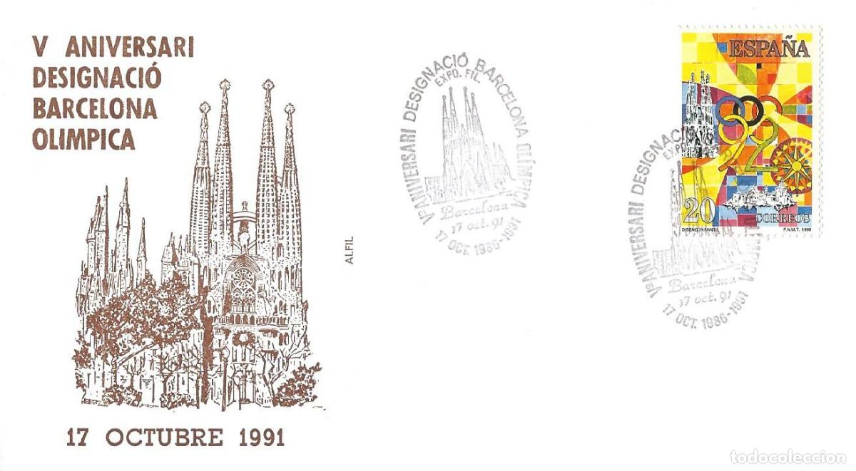 Sellos: 1991. BARCELONA. MATASELLOS/POSTMARK. V ANIV. DESIGNACI&Oacute;N BARCELONA OL&Iacute;MPICA. DEPORTES/SPORTS.