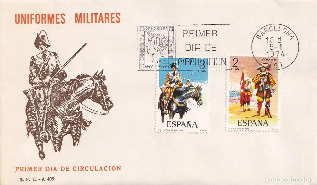Sellos: SPD Barcelona 1974 - Uniformes militares - Coracero de caballer&iacute;a - Arcabucero de infanter&iacute;a