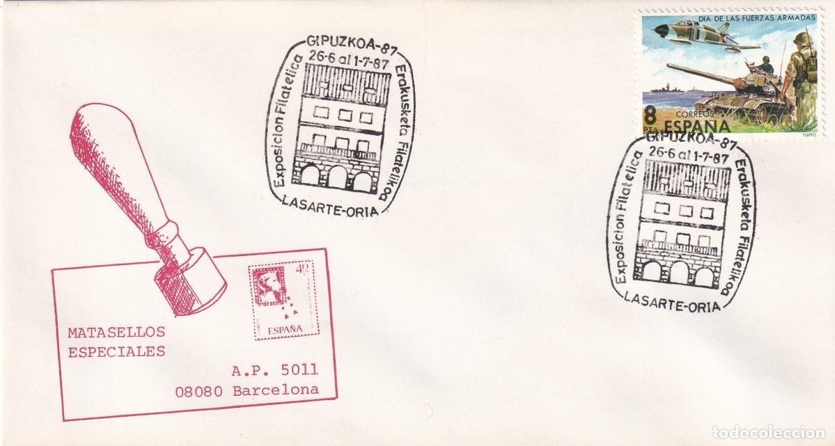 Sellos: Sobre Mieres 1987 - Exfimieres 87 - XXIII Exposici&oacute;n filat&eacute;lica - Matasellos especiales