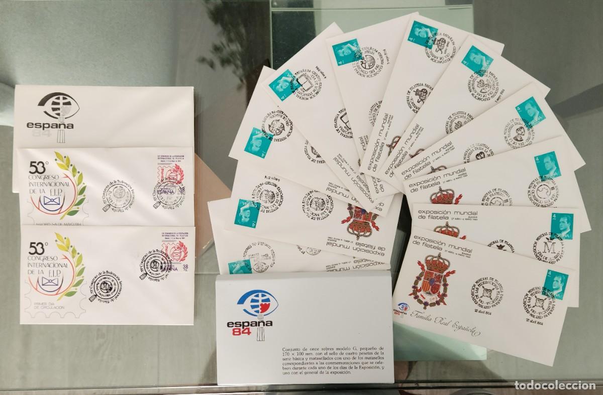 Sellos: Colecci&oacute;n sobres matasellos conmemorativos Exposici&oacute;n Mundial filatelia Espa&ntilde;a 84 1984 Correos FIP