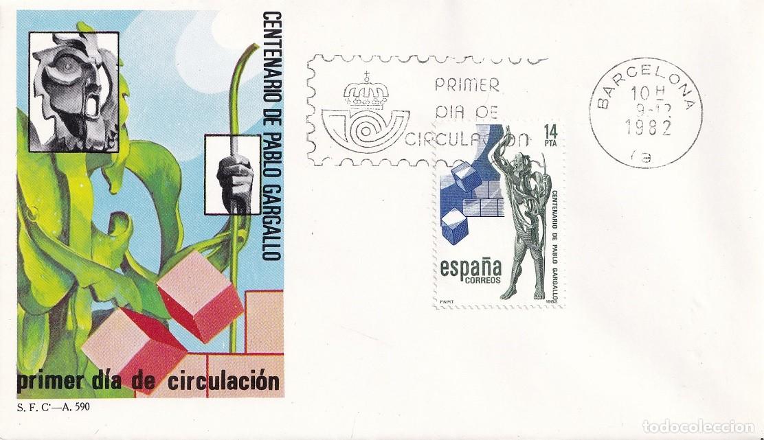 Sellos: SPD Barcelona 1982 - Centenario del nacimiento del escultor Pablo Gargallo - El profeta - Primer d&iacute;a