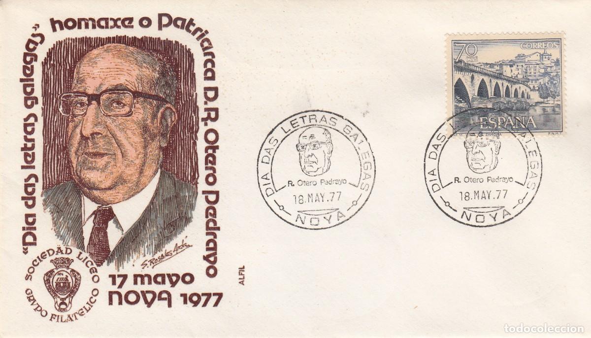Sellos: GALICIA - MATASELLOS DIA DAS LETRAS GALEGAS - D. R.OTERO PEDRAYO - NOYA -1977