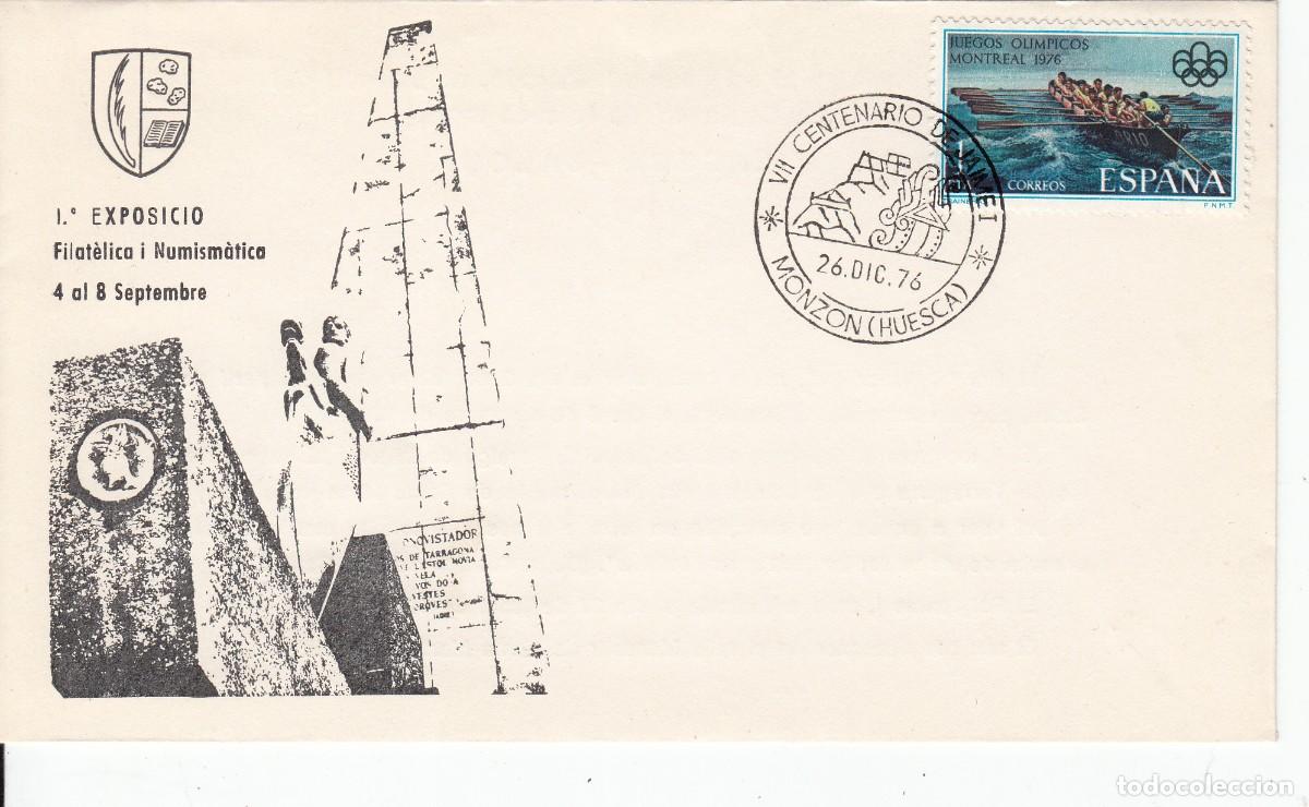 Sellos: ARAG&Oacute;N - MATASELLOS CENTENARIO JAIME I -MONZ&Oacute;N - 1976 - EN SOBRE DE SALOU