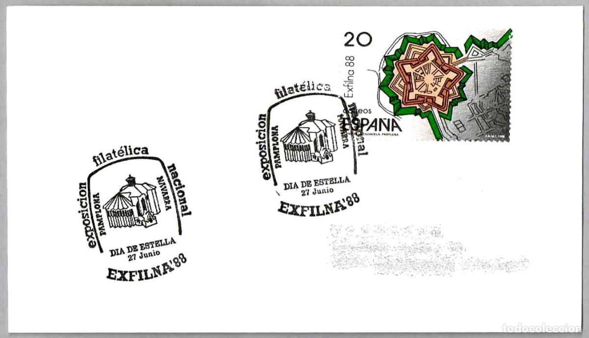 Sellos: Matasellos EXFILNA'88 - DIA DE ESTELLA. Pamplona, Navarra, 1988