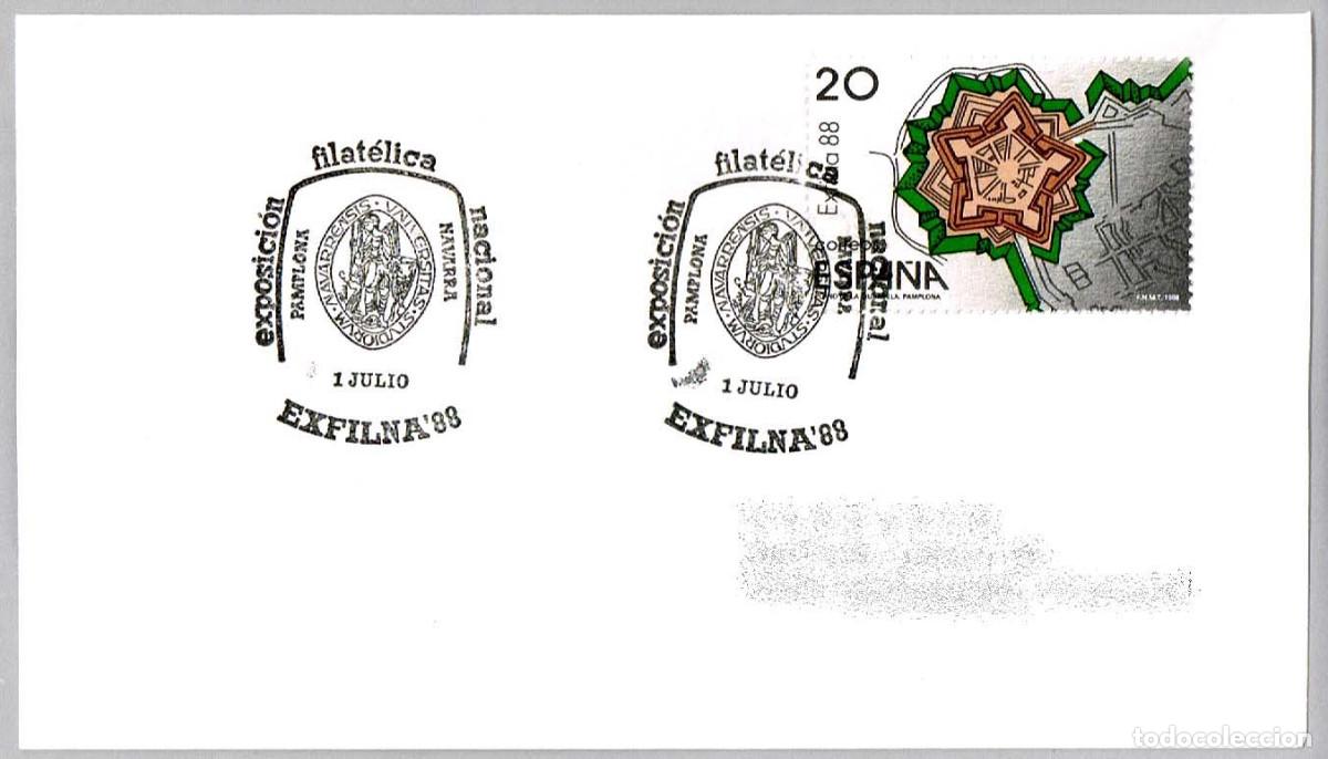Sellos: Matasellos EXFILNA'88 - UNIVERSIDAD DE NAVARRA. Pamplona, Navarra, 1988