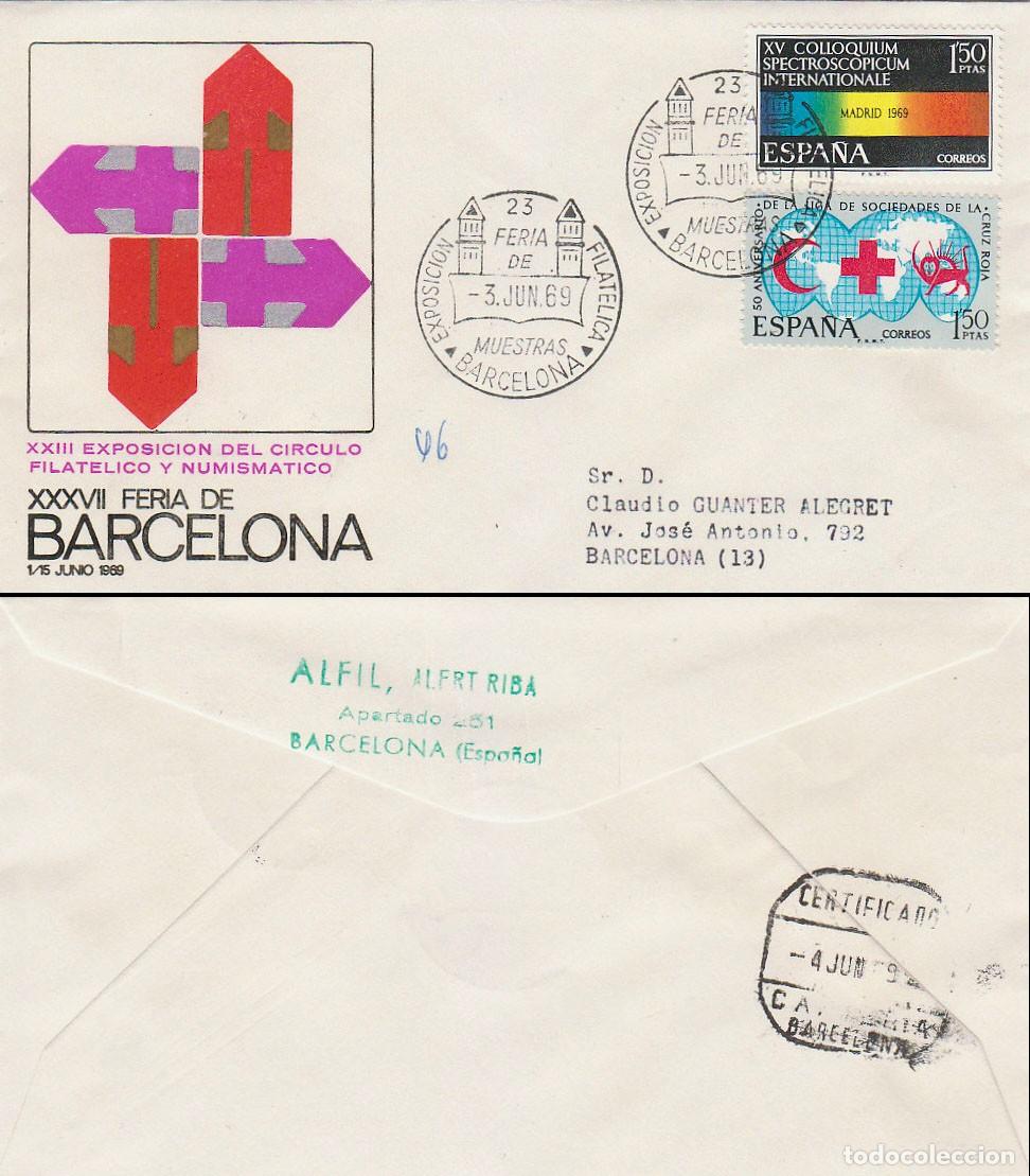 Sellos: A&Ntilde;O 1969, FERIA DE MUESTRAS DE BARCELONA, MATASELLO SEDE, CIRCULADO