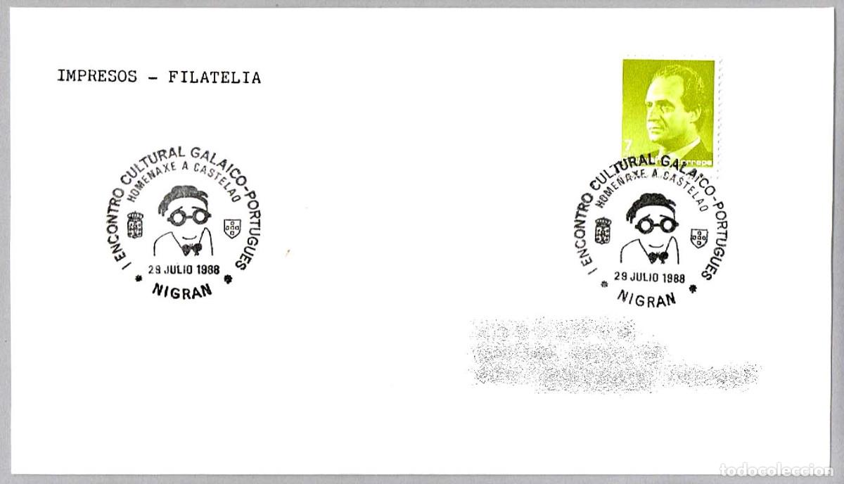 Sellos: Matasellos I ENCUENTRO CULTURA GALAICO-PORTUGUESA - CASTELAO. Nigran, Pontevedra, Galicia, 1988