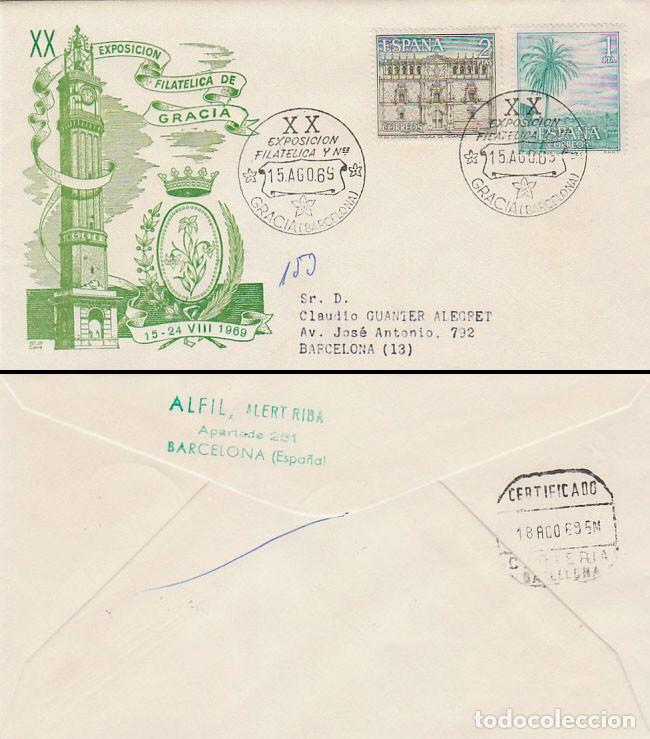 Sellos: A&Ntilde;O 1969, EXPOSICION DE GRACIA, (B), SOBRE DE ALFIL CIRCULADO