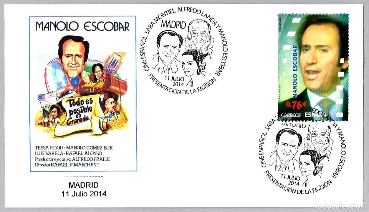 Sellos: Matasellos Presentacion CINE ESPA&Ntilde;OL - MANOLO ESCOBAR. Madrid 2014