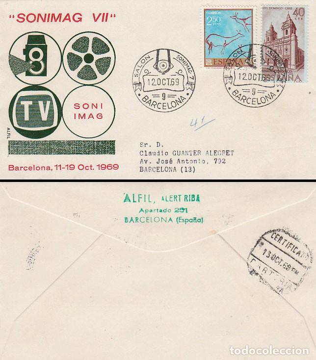 Sellos: A&Ntilde;O 1969, SONIMAG, SALON DE LA IMAGEN. SONIDO Y ELECTRONICA EN BARCELONA, SOBRE DE ALFIL