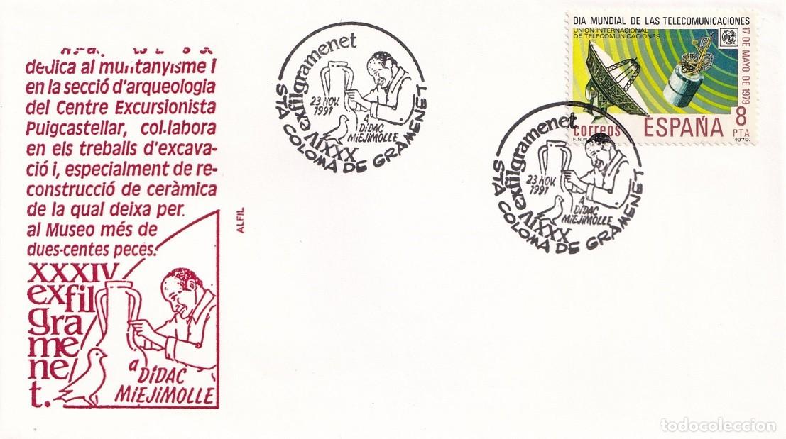 Sellos: Sobre en Alfil Santa Coloma de Gramenet 1991 - Exfilgrament - A Didac Miejimolle - Caja Postal