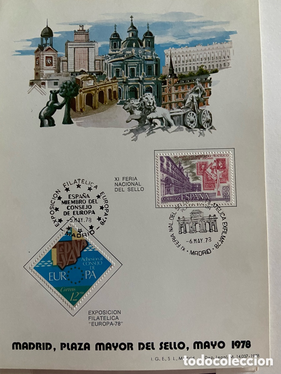 Sellos: JUEGO TARJETAS CONMEMORATIVAS ADHESI&Oacute;N AL CONSEJO SE EUROPA 1978