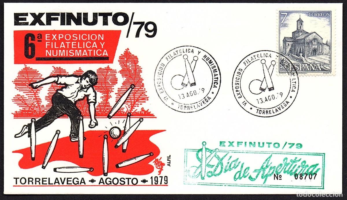 Sellos: SOBRE CONM. EXFINUTO 79 - 6&ordf; EXP. FILATELICA Y NUMISMATICA - TORRELAVEGA