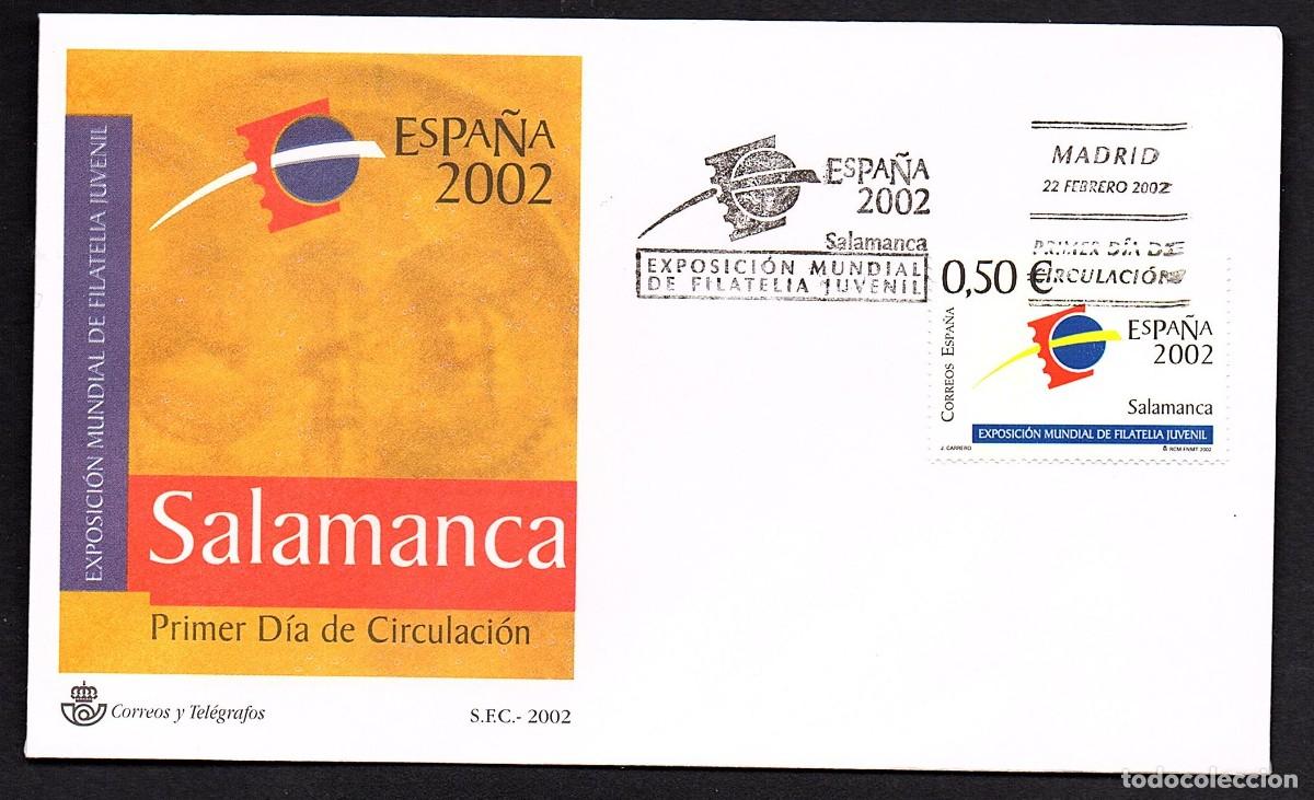 Sellos: SOBRE PRIMER DIA EXP. MUNDIAL FILATELIA JUVENIL ESPA&Ntilde;A 2.002