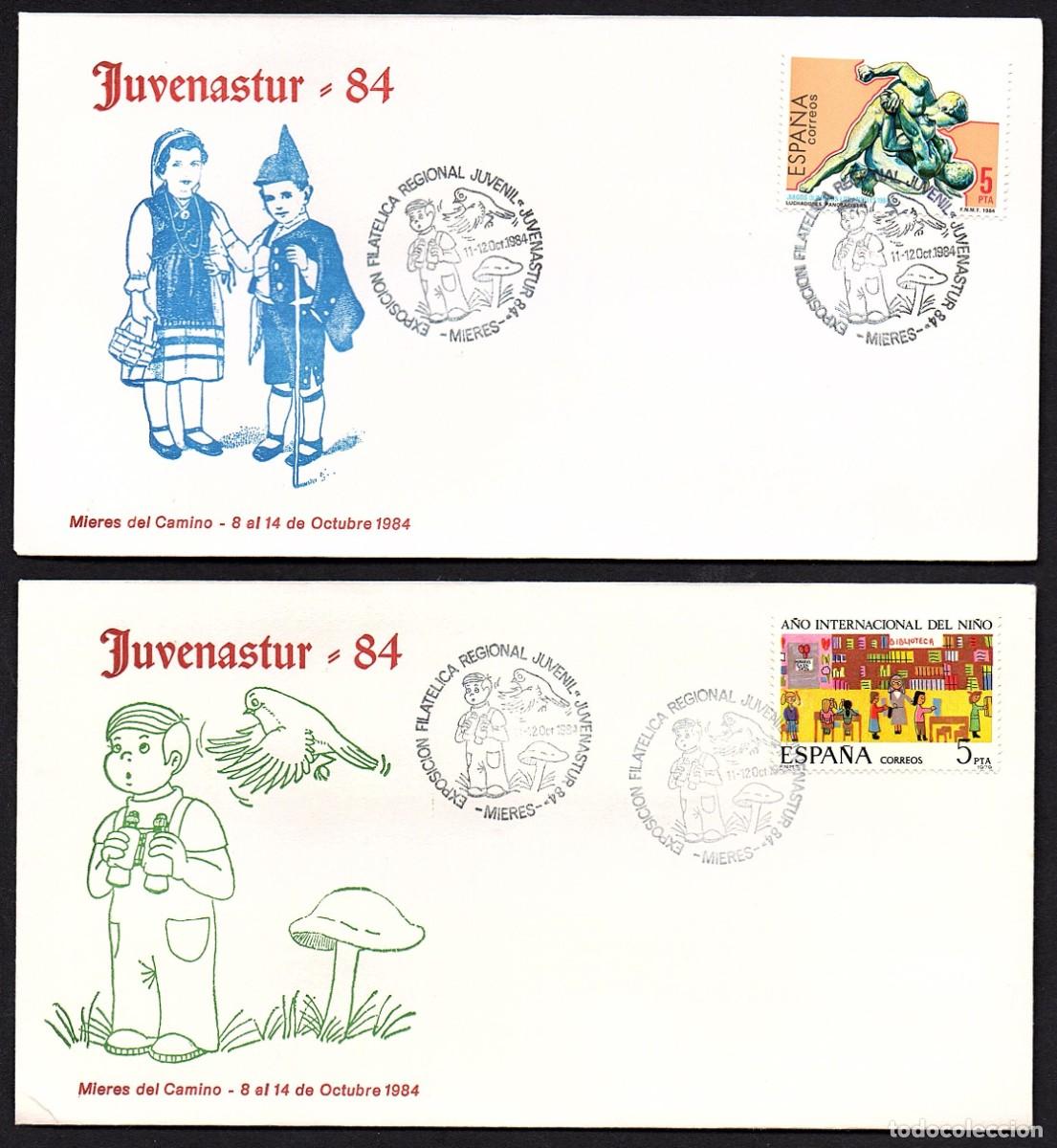 Sellos: 2 SOBRES JUVENASTUR - 84 MIERES DEL CAMINO