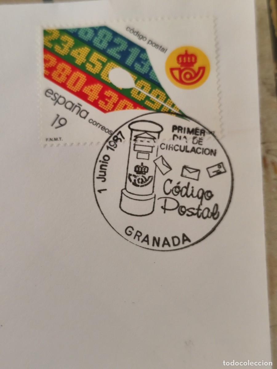 Sellos: 1 C&oacute;digo postal Granada 1.06.1987 Sobre primer d&iacute;a - Foto 2