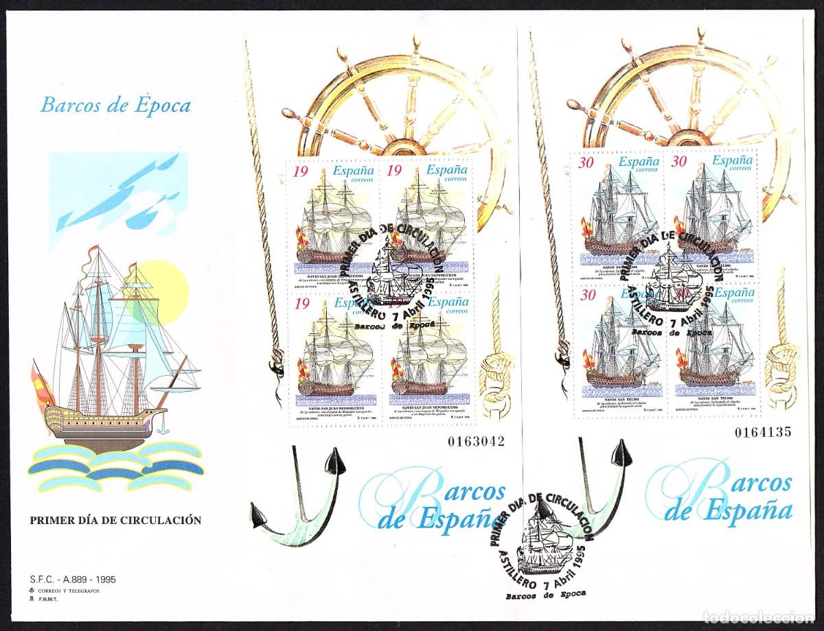 Sellos: SOBRE PRIMER DIA CIRCULACION BARCOS DE EPOCA CON MATASELLOS PRIMER DIA- ASTILLERO 1.995