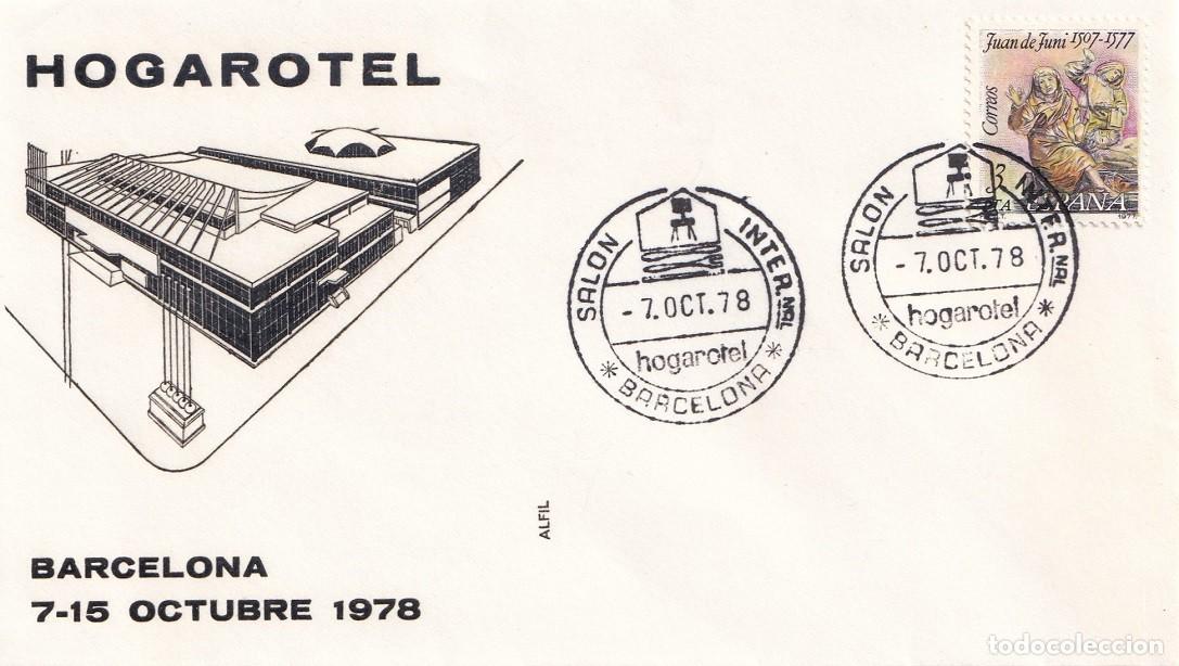 Sellos: Sobre en Alfil Barcelona 1978 - Sal&oacute;n Internacional Hogarotel - Matasellos especiales
