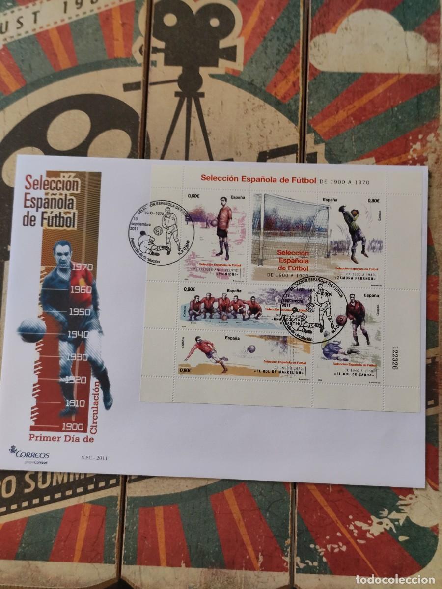 Sellos: 1 Selecci&oacute;n Espa&ntilde;ola de f&uacute;tbol 1900 a 1970 Sobre primer d&iacute;a Edilfil 4665