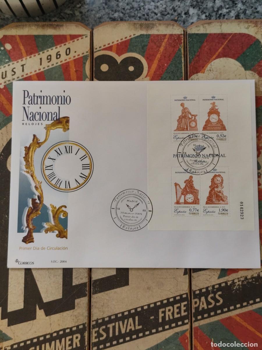 Sellos: 5 Patrimonio Nacional Relojes 31 de Marzo de 2004 Sobre primer d&iacute;a Edilfil 4071