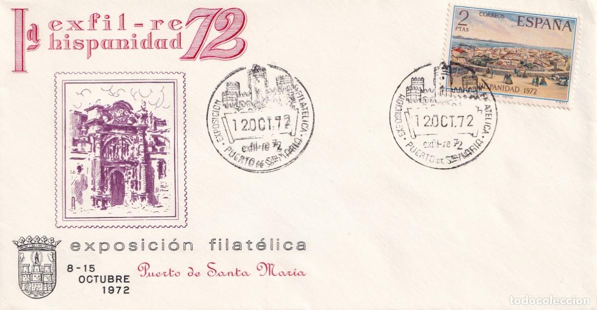 Sellos: Sobre Puerto de Santa Mar&iacute;a 1972 - 1&ordf; Exfil-re 72 Hispanidad - Exposici&oacute;n Filat&eacute;lica - Matasellos