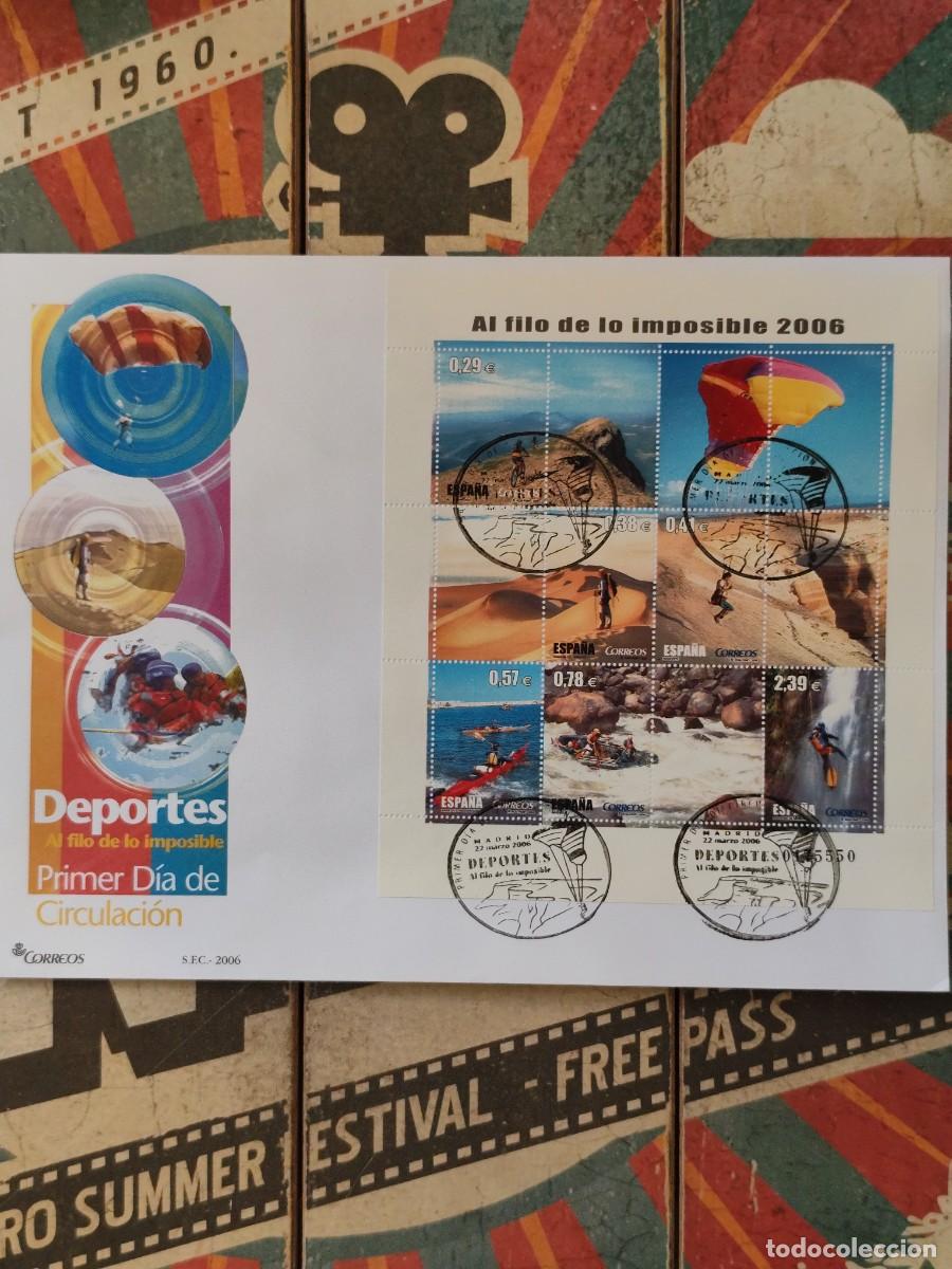Sellos: 14 Al filo de lo imposible deportes 23 de Marzo de 2006 Sobre primer d&iacute;a Edifil 4224
