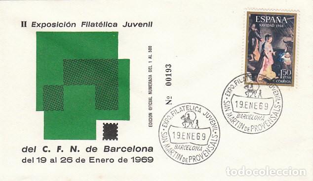 Sellos: A&Ntilde;O 1969, EXPOSICION DE SAN MARTIN DE PROVENSALS, SOBRE OFICIAL VERDE NUMERADO TIRADA 500 EJEMPLARES