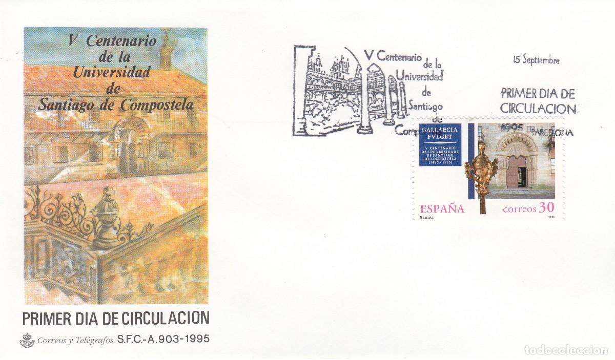 Sellos: GALICIA - MATASELLOS SPD - V CENTENARIO DE LA UNIVERSIDAD DE SANTIAGO - 1995