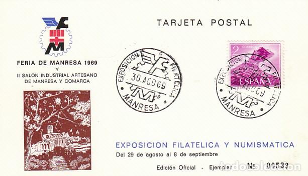 Sellos: A&Ntilde;O 1969, MANRESA, FERIA, TARJETA OFICIAL