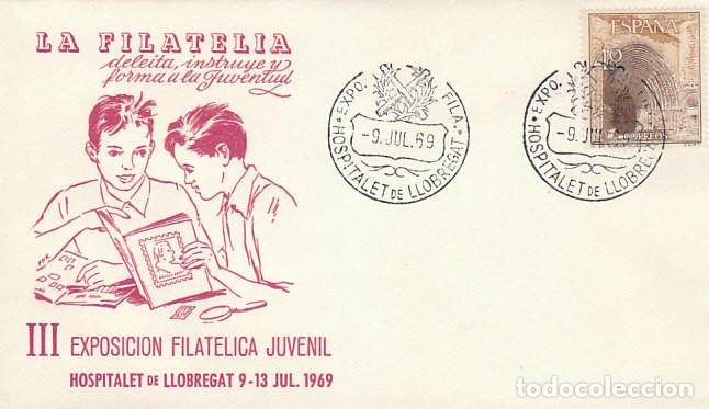 Sellos: A&Ntilde;O 1969, HOSPITALET DE LLOBREGAT, EXPOSICION FILATELICA JUVENIL, SOBRE DE ALFIL
