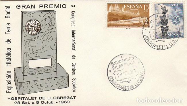 Sellos: A&Ntilde;O 1969, HOSPITALET DE LLOBREGAT, EXPOSICION FILATELICA JUVENIL, SOBRE DE ALFIL