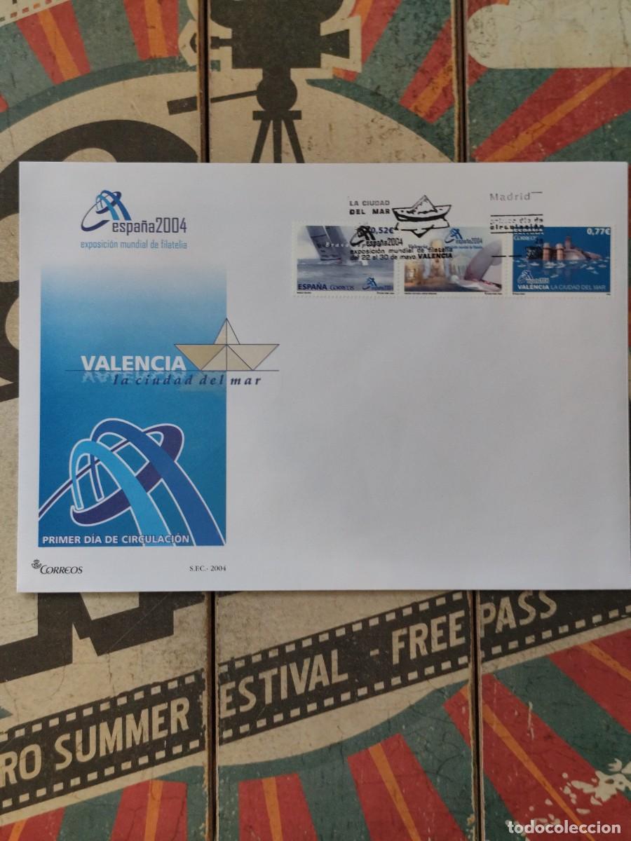 Sellos: 12 Exposici&oacute;n Mundial de Filatelia Mayo de 2004 Valencia La ciudad del mar Sobre primer d&iacute;a