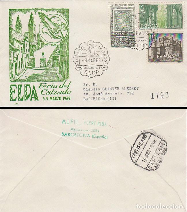 Sellos: A&Ntilde;O 1969, Elda (Alicante), feria del calzado, SOBRE DE ALFIL CIRCULADO