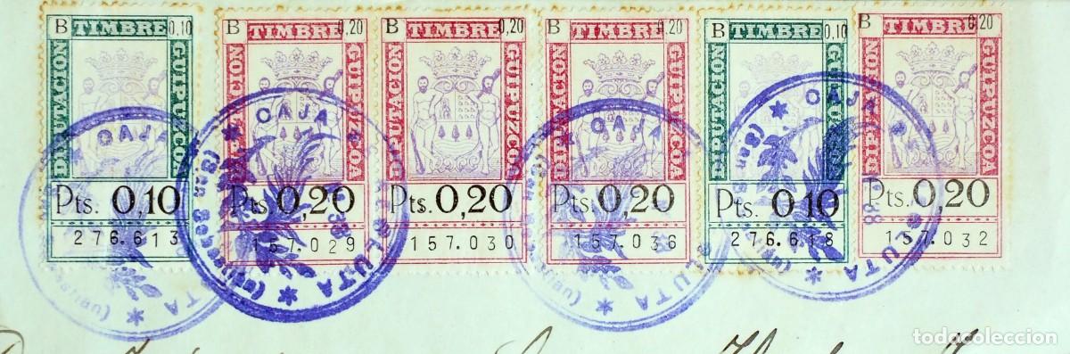 Sellos: TIMBRE/POLIZA DE DIPUTACI&Oacute;N DE GUIPUZCOA. CAJA RECLUTAMIENTO. SAN SEBASTIAN