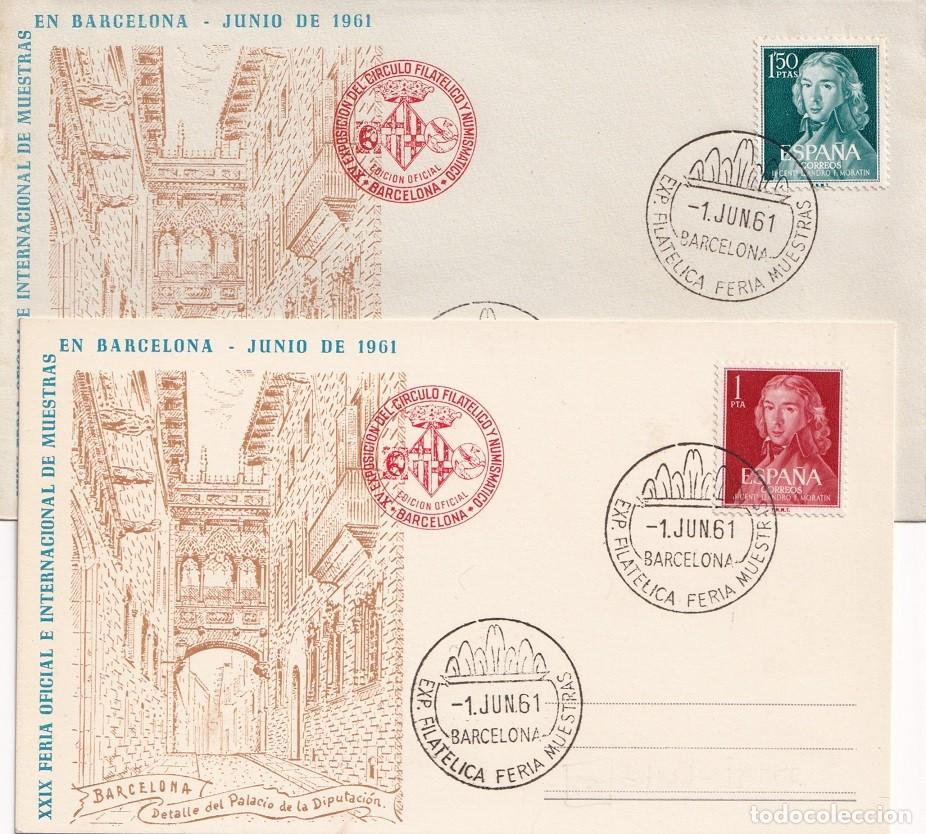 Sellos: Sobre + Tarjeta Barcelona 1961 - XXIX Feria Oficial e Internacional de Muestras en Barcelona - Dip.
