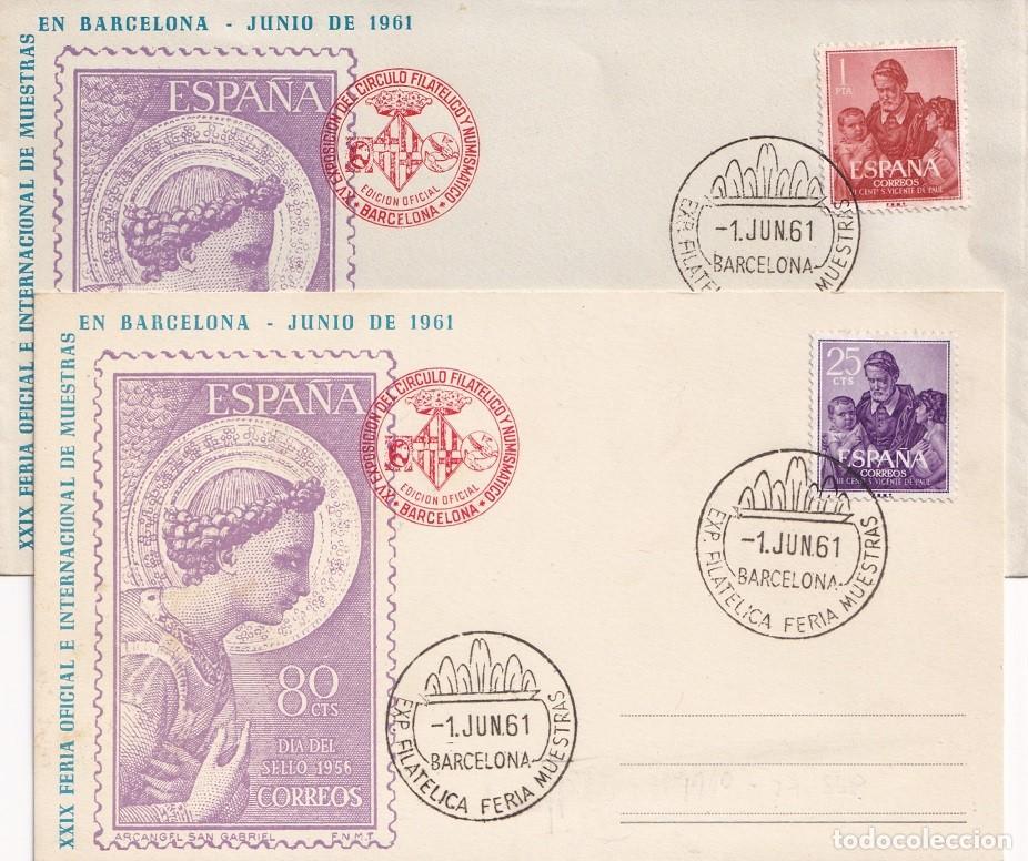 Sellos: Sobre + Tarjeta Barcelona 1961 - XXIX Feria Oficial e Internacional de Muestras en Barcelona
